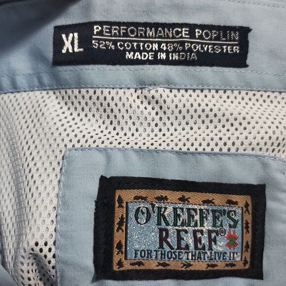 O'KEEFE'S REEF Tom Beyer Centro Costa Boss Club Light Blue Fishing Shirt Size XL - Picture 8 of 10